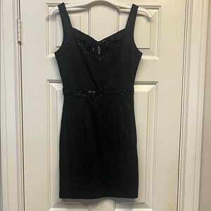 YUMI Black Dress with embellished Bodice and Waist sz 4